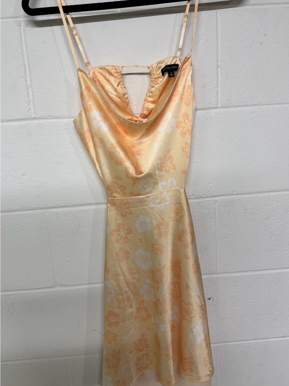 Cotton Candy Peach Floral Satin Slip Dress